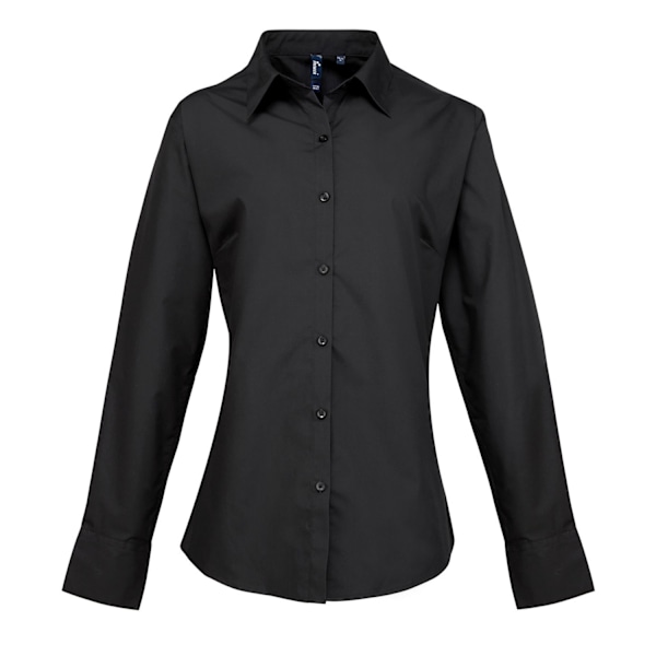 Premier Dam/Dam Supreme Poplin Långärmad formell skjorta Black 14 UK