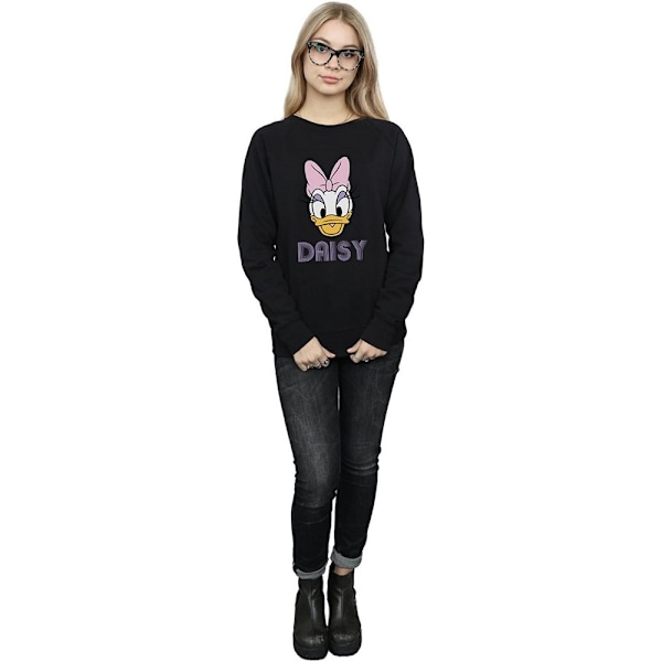 Disney Dam/Kvinnor Daisy Duck Ansikte Sweatshirt XL Svart Black XL