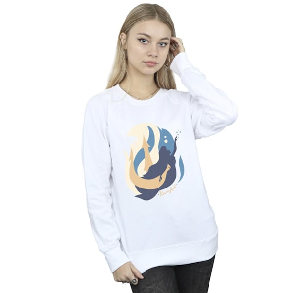 Disney Dam/Damer Den Lilla Sjöjungfrun Färgsilhuetter Sweatshirt White XXL