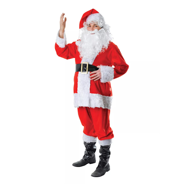Bristol Novelty Unisex Vuxen Päls Komplett Jultomte Kostym Red/White One Size