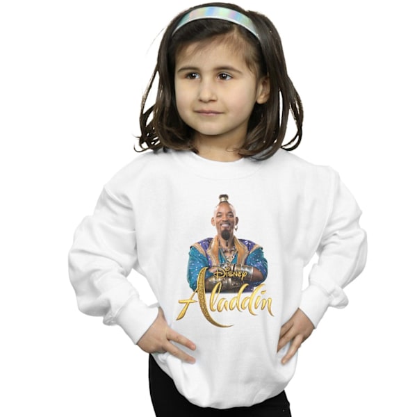 Disney Flickan Aladdin Film Genie Foto Tröja 5-6 År Vit White 5-6 Years