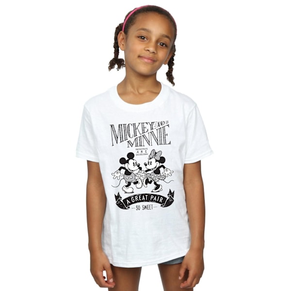 Disney Girls Mickey och Minnie Mouse Great Pair Bomull T-shirt White 7-8 Years