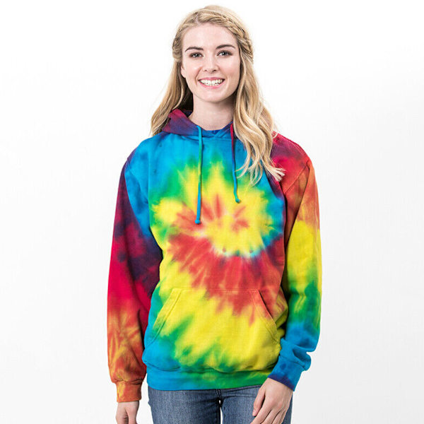 Colortone Unisex Regnbåge Tie Dye Pullover Hoodie XL Regnbåge Rainbow XL