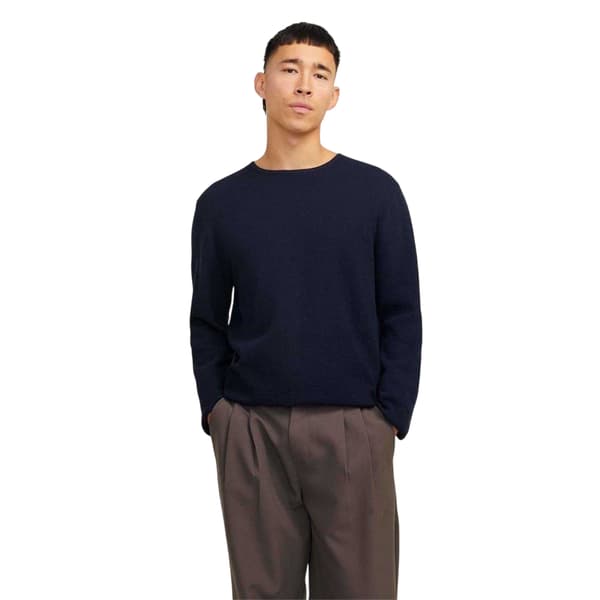 Jack And Jones Herr Flatstickad Tröja med Rund Hals M Navy Blazer Navy Blazer M