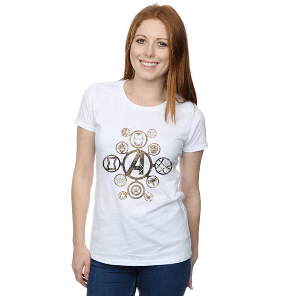 Avengers Infinity War Dam T-shirt i bomull med ikoner för kvinnor/damer XXL Vit White XXL
