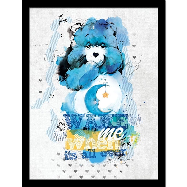 Care Bears Wake Me When Its All Over Inramad Tryck 40cm x 30cm B Blue/White 40cm x 30cm