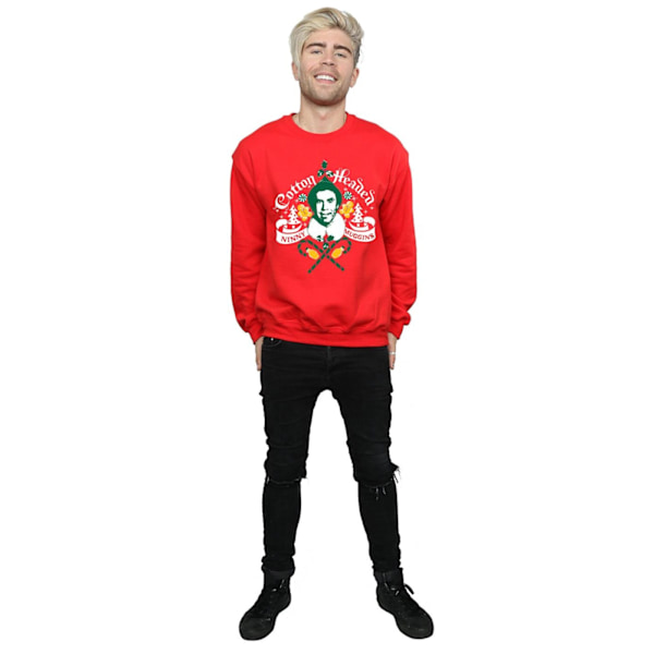 Elf Mens Headed Ninny Muggins Sweatshirt L Röd Red L