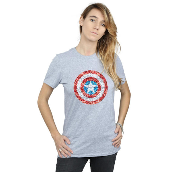 Marvel Dam/Damer Captain America Pixelated Shield Bomull Boyfriend T-Shirt Sports Grey 3XL