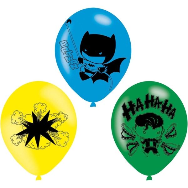 Batman Latex Party Ballong (Pack med 6) En one size Gul/Grön/Bl Yellow/Green/Blue One Size