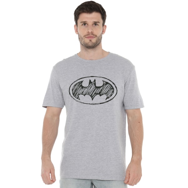 Batman Mens Scribble Logo T-Shirt XL Sports Grey Sports Grey XL
