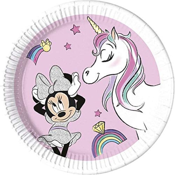 Disney Minnie Mouse Unicorn Dreams papperstallrik (pack om 8) En Pink/White One Size