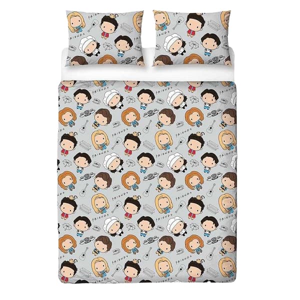 Friends Chibi Vändbart Påslakanset Enkelt Flerfärgat Multicoloured Single