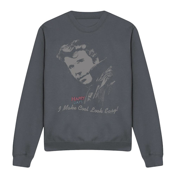 Happy Days Unisex Vuxen Cool The Fonz Sweatshirt L Charcoal Charcoal L