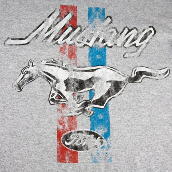 Ford Herr Mustang Stripe Långärmad T-shirt L Grå Grey L