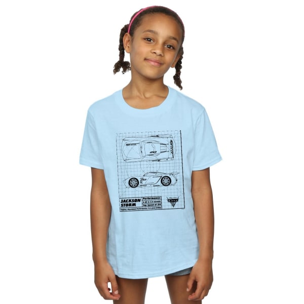 Disney Girls Cars Jackson Storm Blueprint bomull T-shirt 5-6 Ye Baby Blue 5-6 Years