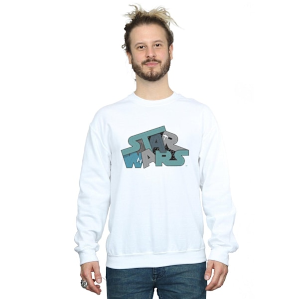 Star Wars Herr Death Star Jumble Logo Sweatshirt 4XL Vit White 4XL