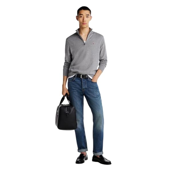Tommy Hilfiger Herr Tröja med kort dragkedja Normal passform S Mellangrå Medium Grey S