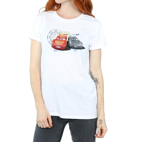 Disney Dam/Damer Bilar Blixten Vs Storm Bomull Boyfriend T-shirt White L