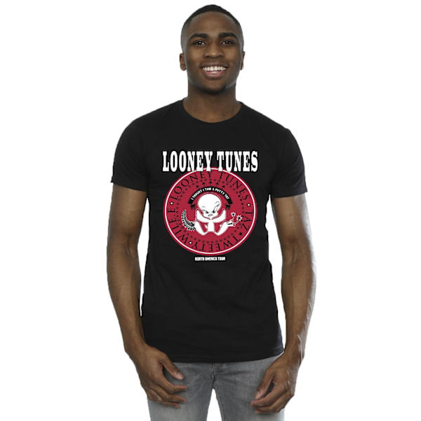 Looney Tunes Tweety Rock Disk T-shirt för män, 4XL, svart Black 4XL