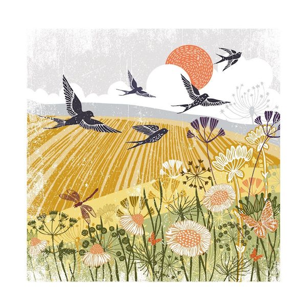 Summer Thornton Woodland Nature Swallows Print 30cm x 30cm Mult Multicoloured 30cm x 30cm