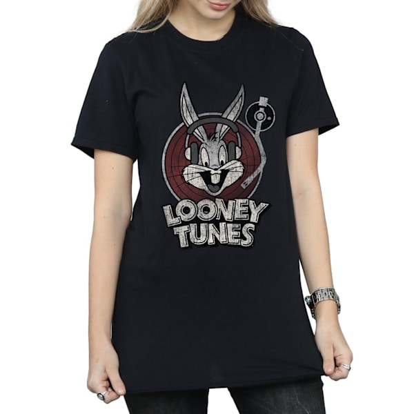 Looney Tunes Dam/Damer Bugs Bunny Cirkel Bomull Logotyp Pojkvän Black M