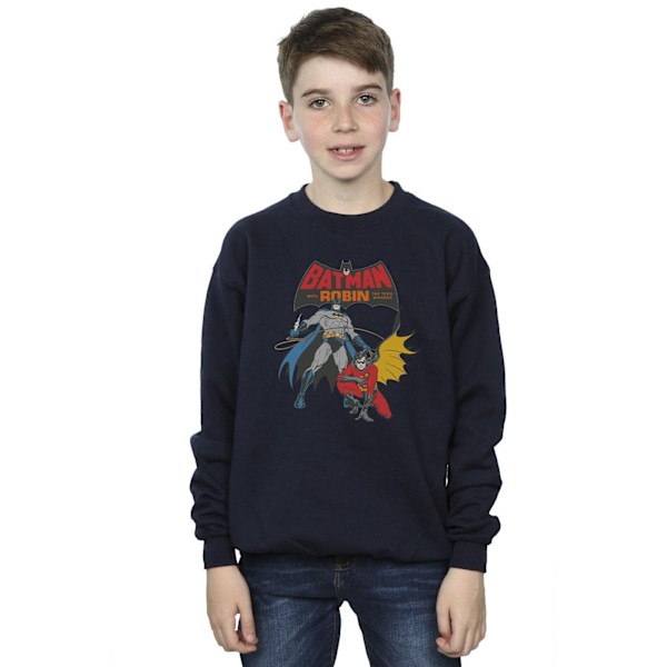 DC Comics Pojkar Batman Och Robin Sweatshirt 5-6 År Marinblå Navy Blue 5-6 Years