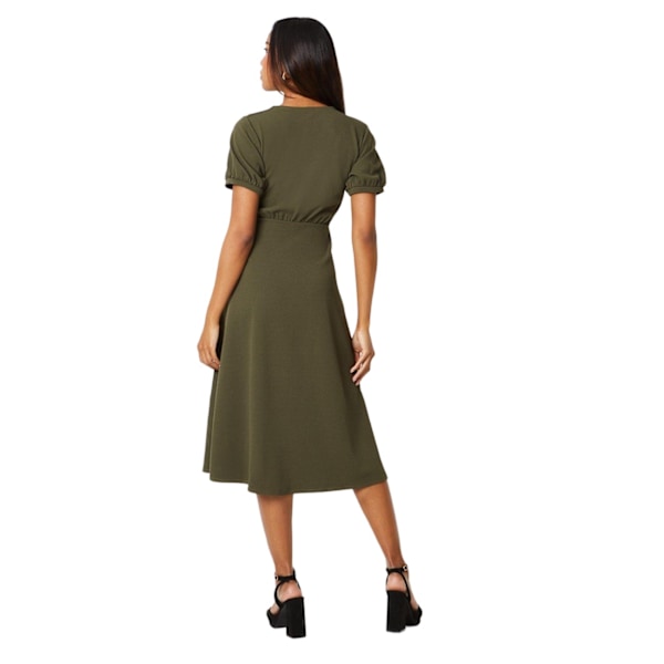 Debenhams Dam/Dam Textured Jersey Bälte Midi Klänning 10 UK K Khaki Green 10 UK