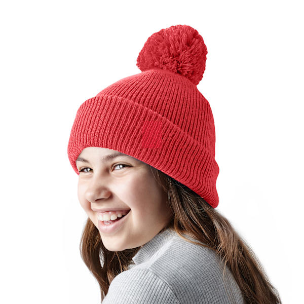 Beechfield Barnreflex Bobble Mössa En Storlek Ljusröd Bright Red One Size