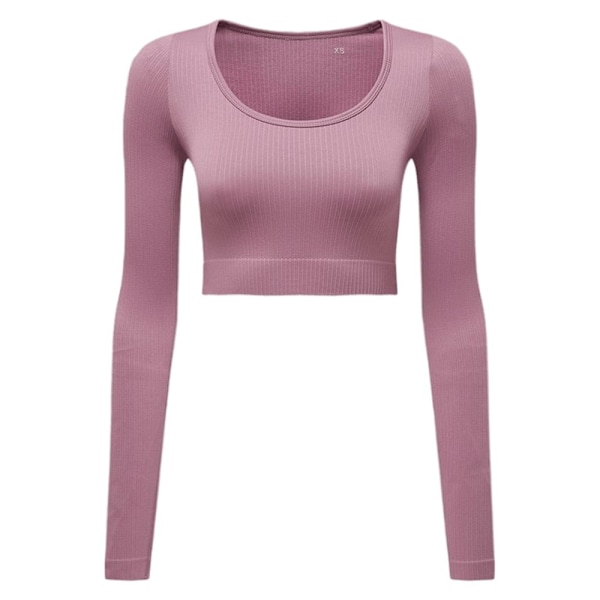 TriDri Dam/Kvinnor Ribbade Sömlösa 3D Crop Top XL Mauve Mauve XL