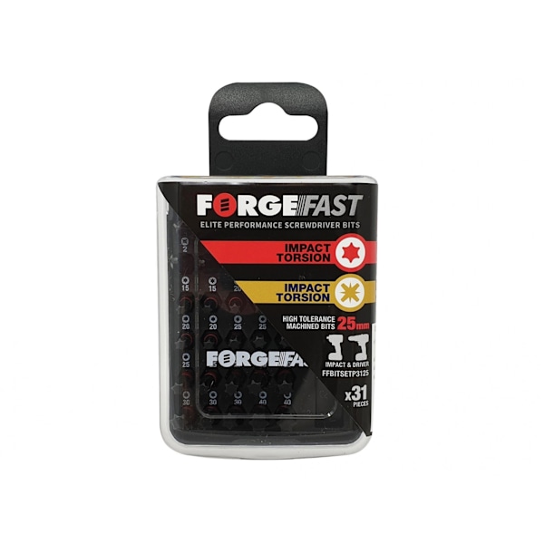 Forgefix Forgefast Pz/tx Kompatibelt Slagbitsset, 31 Delar Black Phosphate One Size