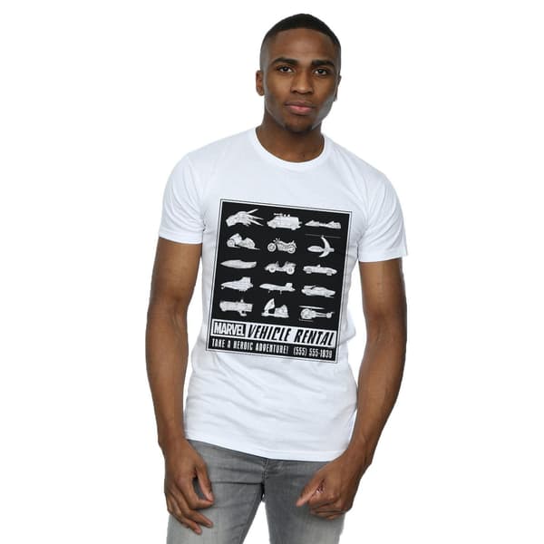 Marvel T-shirt för män, fordonuthyrning, XL, vit White XL