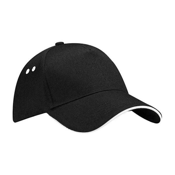 Beechfield 5-panels keps med kontrasterande skärm, One Size, Svart/Vit Black/White One Size