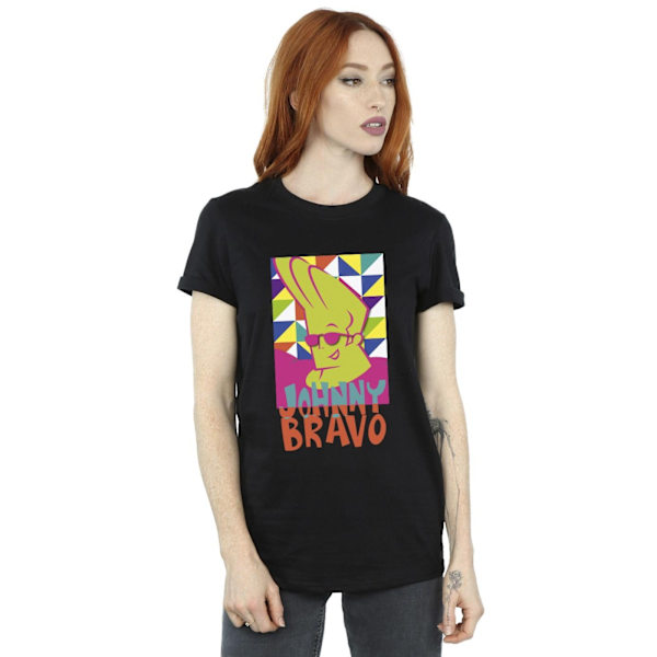 Johnny Bravo Dam/Damer Multi Triangles Pop Art Bomull Pojkvän T-shirt Black 3XL