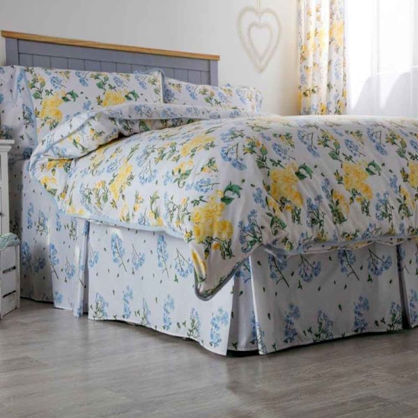 Belledorm Arabella Country Dream Sängkappa Enkelsäng Vit/Blå/Citron White/Blue/Lemon Single