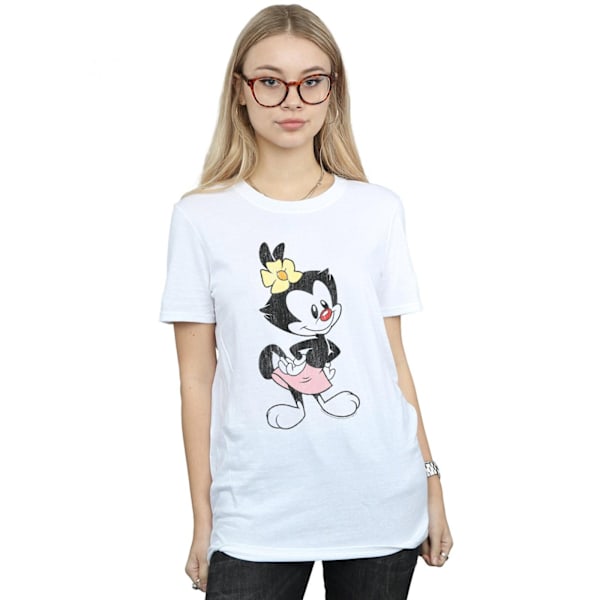 Animaniacs Dam/Damer Klassisk Pose Bomull Pojkvän T-shirt White XXL