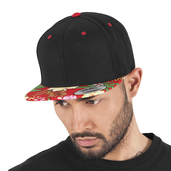 Yupoong Fashion Print Premium Snapback Cap (2-pack) One Black/ Floral Red One Size