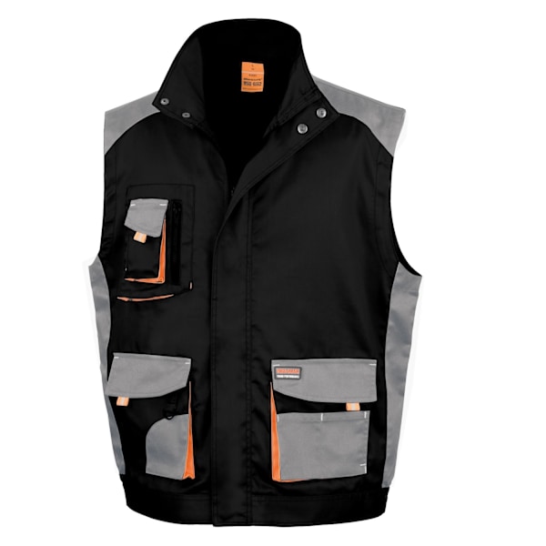 Result Work-Guard Lite arbetsväst / Bodywarmer för män (andningsbar och vindtät) Black / Grey / Orange 3XL