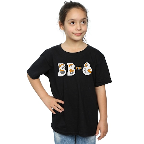 Star Wars Girls The Rise Of Skywalker BB-8 Text Logo Bomull T-S Black 12-13 Years