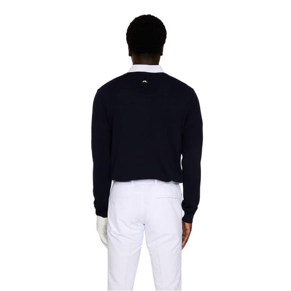 J.Lindeberg Herr Lymn Broderad Logotyp Stickad V-ringad Tröja Navy L
