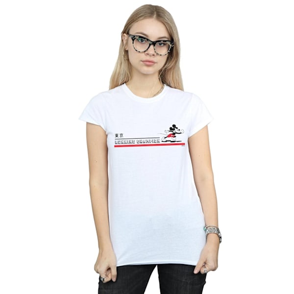 Disney Womens/Ladies Mickey Mouse Running Champion Bomull T-shirt White XL
