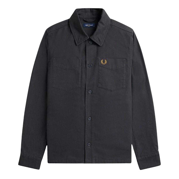 Fred Perry Herr Anchor Herringbone Overshirt S Grå Grey S