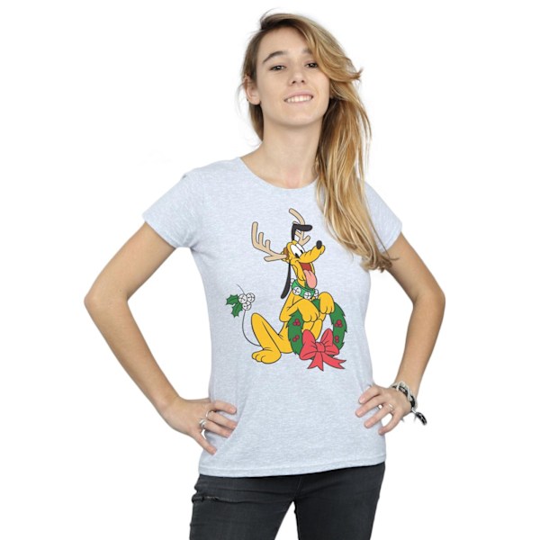 Disney Dam/Kvinnor Pluto Jul Ren Djur Bomull T-Shirt XX Sports Grey XXL