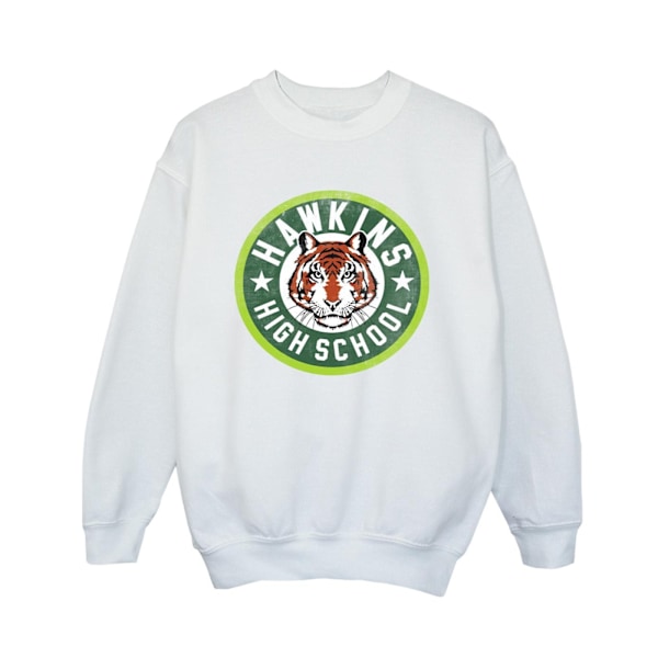 Netflix Boys Stranger Things Hawkins Tiger Circle Sweatshirt 7- White 7-8 Years