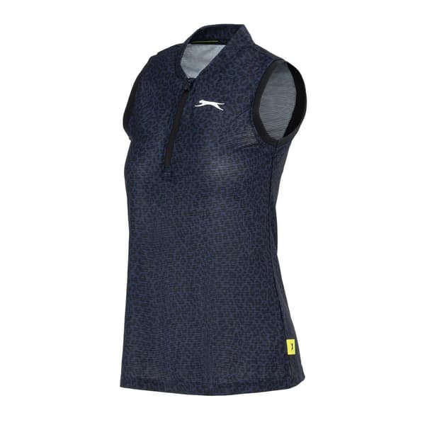 Slazenger Dam Leopard Quarter Zip Ärmlös Pikétröja Black M