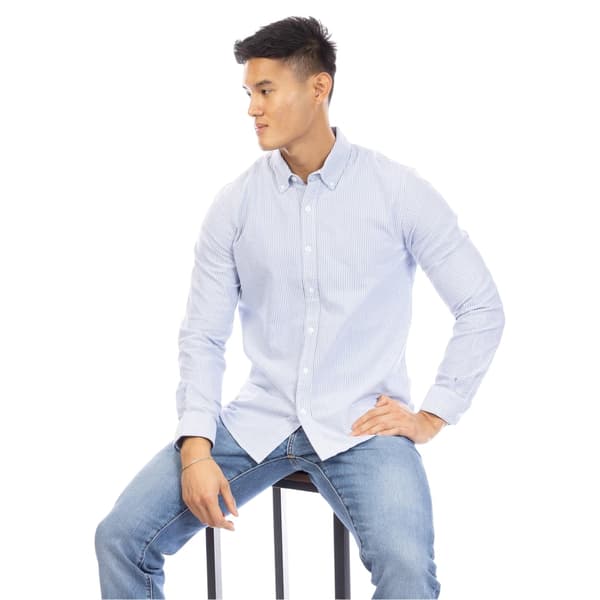 Peter Werth Herr Pinstripe Regular Långärmad Skjorta S Marinblå/Vit Navy/White S
