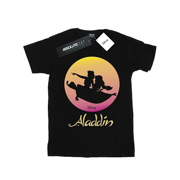 Disney Dam/Damer Aladdin Flygande Solnedgång Bomull Boyfriend T-Shirt S Black 3XL