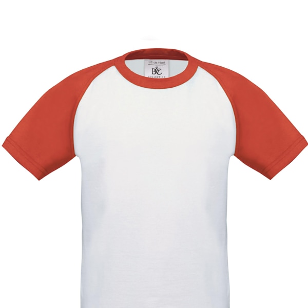 B&C Herr Kortärmad Baseball T-shirt L Vit/Röd White/Red L