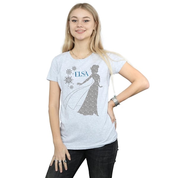 Disney Dam/Kvinnor Frozen Elsa Jul Silhouette Bomull T-shirt Sports Grey M