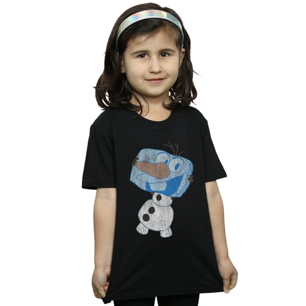 Disney Girls Frozen Olaf Ice Cube bomull T-shirt 5-6 år Svart Black 5-6 Years