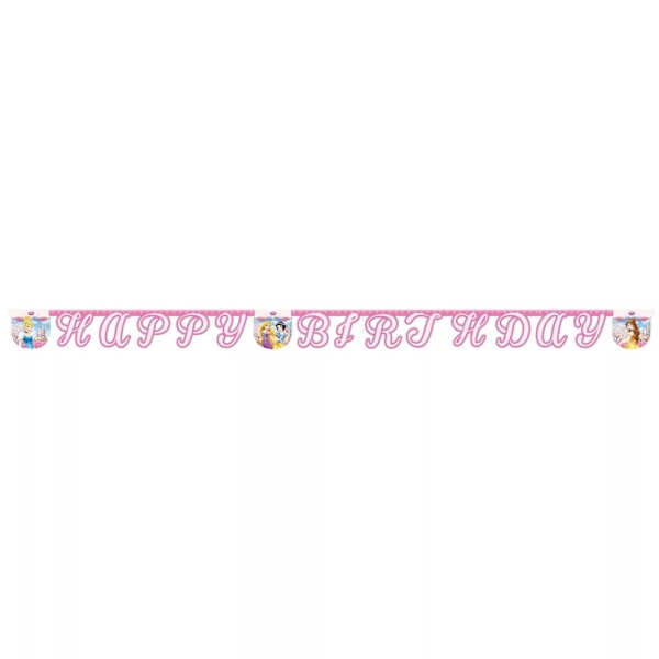 Disney Princess Glamour Happy Birthday Banner En Storlek Rosa Pink One Size